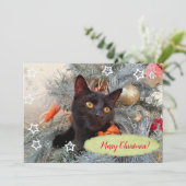 Black Cat Merry kerst Bedankkaart (Staand voorkant)