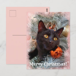Black Cat Merry kerst Briefkaart