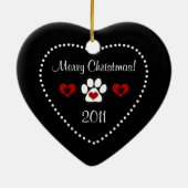Black Cat Merry kerst Heart Ornament (Achterkant)