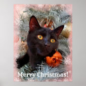 Black Cat Merry kerst Poster (Voorkant)
