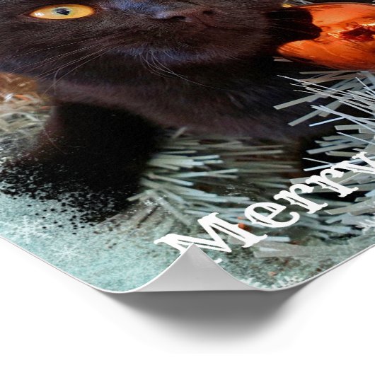 Black Cat Merry kerst Poster (Hoek)
