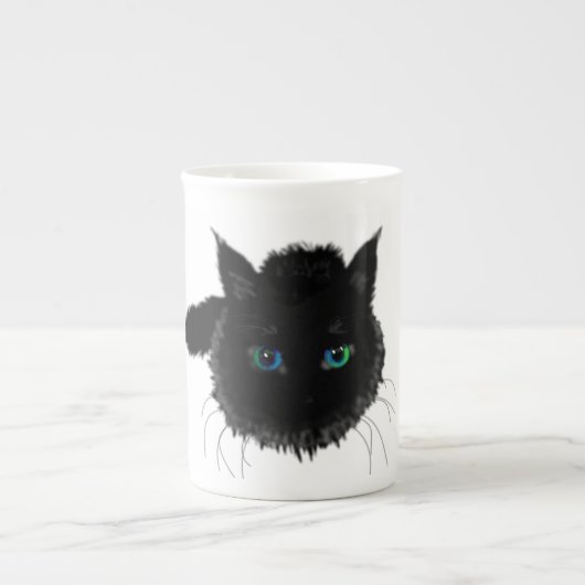 Black Cat met Blue Green Eyes Mok Gift (Voorkant)