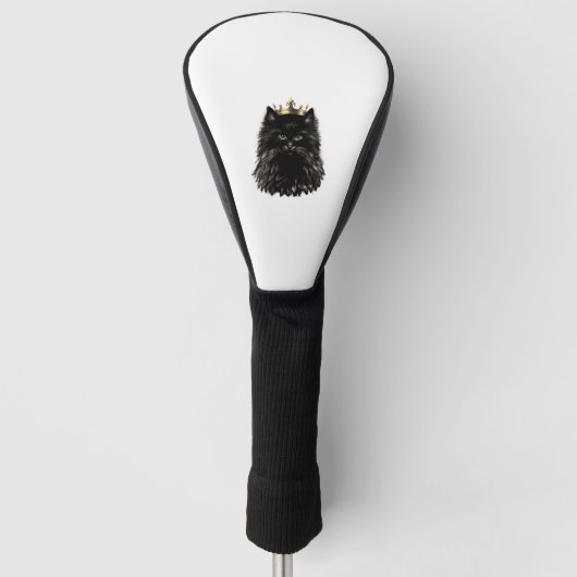 Black Cat met een Crown DIgital Art Golfheadcover (Voorkant)
