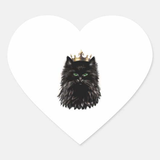 Black Cat met een Crown DIgital Art Hart Sticker (Voorkant)