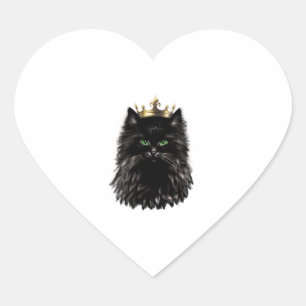 Black Cat met een Crown DIgital Art Hart Sticker