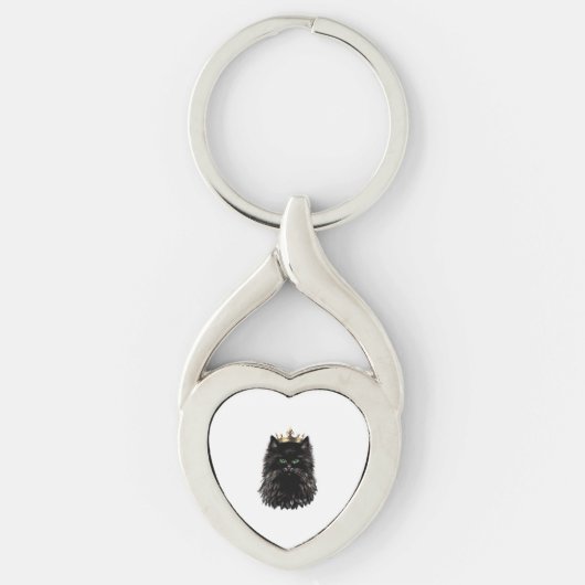 Black Cat met een Crown DIgital Art Sleutelhanger (Voorkant)