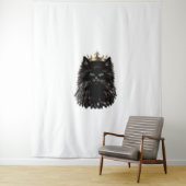 Black Cat met een Crown DIgital Art Wandkleed (In situ)