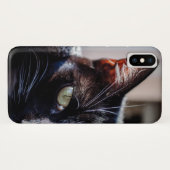 Black Cat met Green Eyes iPhone Case (Achterkant (horizontaal))