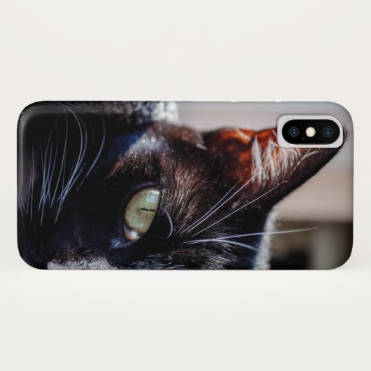 Black Cat met Green Eyes iPhone Case (Achterkant (horizontaal))
