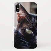 Black Cat met Green Eyes iPhone Case (Achterkant)