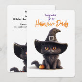 BLACK CAT met HEKSEN PET Halloween Party Kaart (Voorkant / Achterkant)