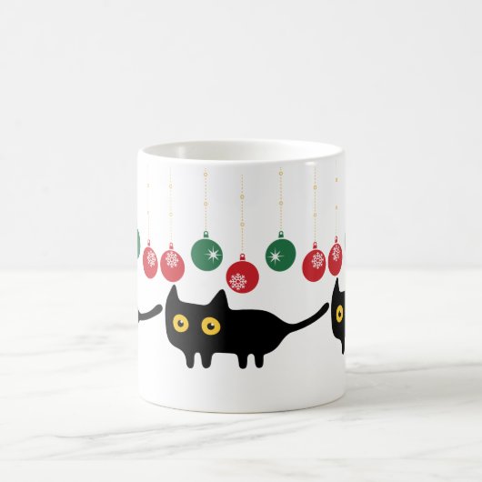 Black Cat met kerst ornament Mok (Center)