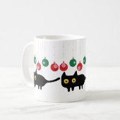 Black Cat met kerst ornament Mok (Voorkant links)