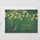 Black Cat met Mason Jars en Fireflies Invitation Kaart (Voorkant)