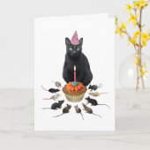 Black Cat met Ratten Verjaardag Kaart (Gele Bloem)