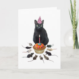 Black Cat met Ratten Verjaardag Kaart