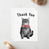 Black Cat met Red Polka Dot Bow Cute Hartelijk dan Notitiekaartje (Voorkant / Achterkant in situ)