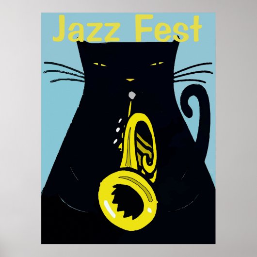 Black Cat met Trumpet, Jazz Poster (Voorkant)