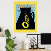 Black Cat met Trumpet Poster (Thuiskantoor)