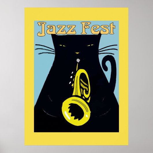 Black Cat met Trumpet Poster (Voorkant)