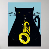 Black Cat met Trumpet Poster (Voorkant)