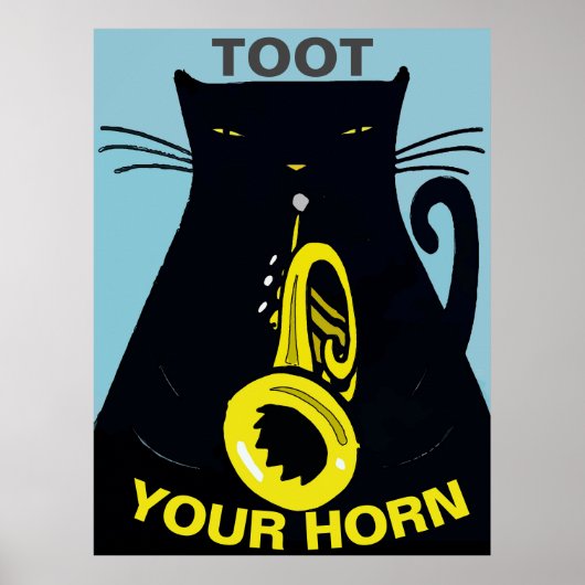 Black Cat met Trumpet-Poster Poster (Voorkant)