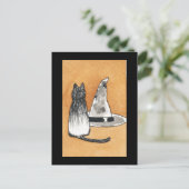 Black Cat met Witches Pet Briefkaart (Staand voorkant)