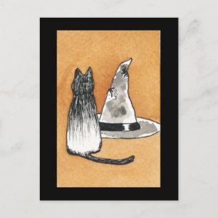Black Cat met Witches Pet Briefkaart