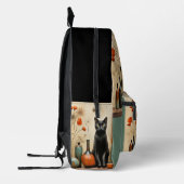 Black Cat Mid Century Mod Turquoise Zwart Sinaasap Bedrukte Rugzak (Links)