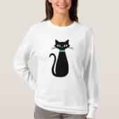 Black Cat Mid-Century Modern T-shirt met lange mou (Voorkant)