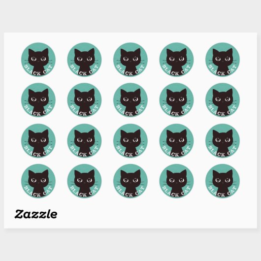 BLACK CAT | Minimalist Modern Pop Black Cat Ronde Sticker (Vel)