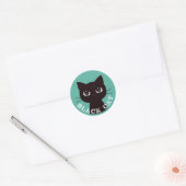 BLACK CAT | Minimalist Modern Pop Black Cat Ronde Sticker (Envelop)