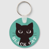 BLACK CAT | Minimalist Modern Pop Black Cat Sleutelhanger (Voorkant)