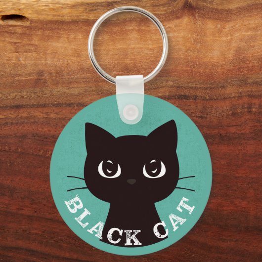 BLACK CAT | Minimalist Modern Pop Black Cat Sleutelhanger (Voorkant)