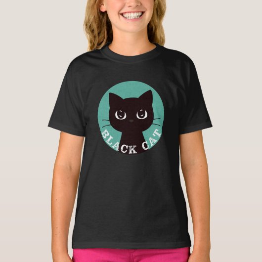 BLACK CAT | Minimalist Modern Pop Black Cat T-shirt (Voorkant)