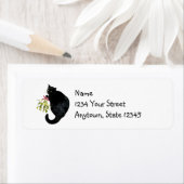 Black Cat Mistletoe Return Address Labels (Insitu)
