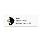 Black Cat Mistletoe Return Address Labels (Voorkant)