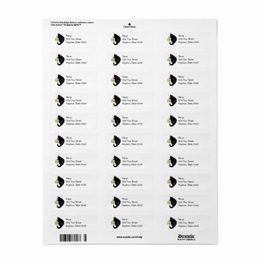 Black Cat Mistletoe Return Address Labels (Full Sheet)
