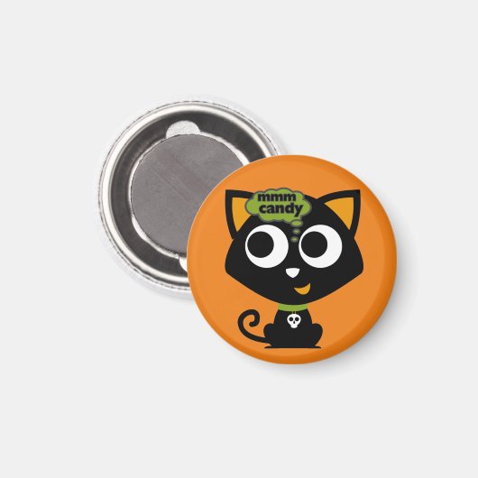 Black Cat Mmm Snoep Halloween Magneet (Voorkant / Achterkant)
