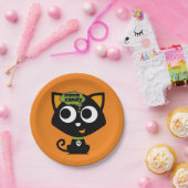 Black Cat Mmm Snoep Halloween Papieren Bordje (Feest)