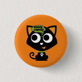 Black Cat Mmm Snoep Halloween Ronde Button 3,2 Cm (Voorkant)