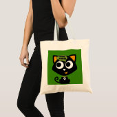 Black Cat Mmm Snoep Halloween Tote Bag (Voorkant (product))