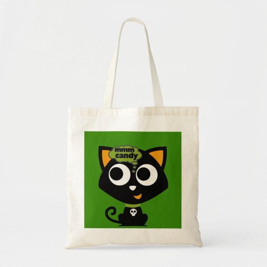 Black Cat Mmm Snoep Halloween Tote Bag (Voorkant)