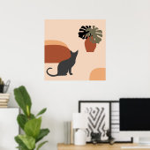 Black Cat Modern Abstract Poster (Thuiskantoor)
