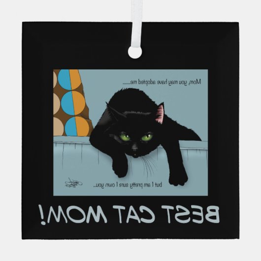 Black Cat Moederdag Glas Ornament (Achterkant)