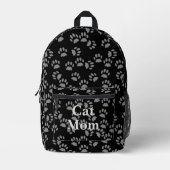 Black Cat Mom Paw Print Gepersonaliseerde Rugzak (Voorkant)