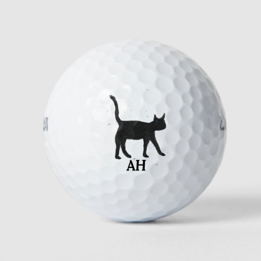 Black Cat Monogram Dier Kat Kitten Pet Golfballen (Voorkant)