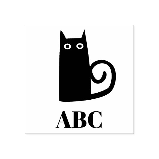 Black Cat Monogram Rubberstempel (Afrduk)
