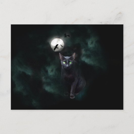 Black Cat Moon Briefkaart (Voorkant)
