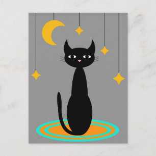 Black Cat Moon Briefkaart